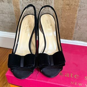 Kate Spade Black Velvet Heels with Bow